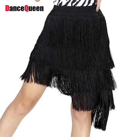 Buy Women Latin Dance Fringe Skirt Blackred Cha Charumbasamba Dancing Skirt