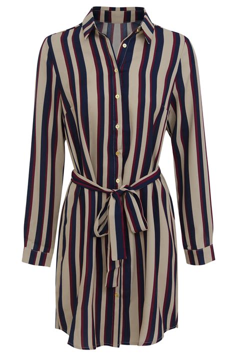 Multi Coloured Striped Shirt Dress Stylewise Direct