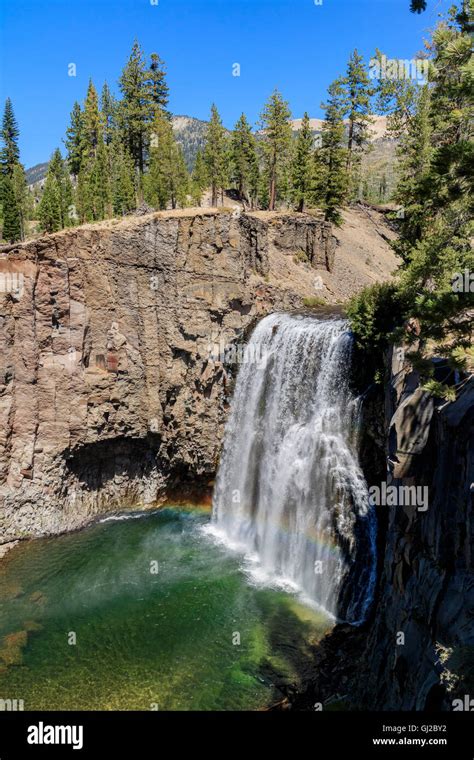 The Beautiful Rainbow Fall Of Devils Postpile National Monument Stock