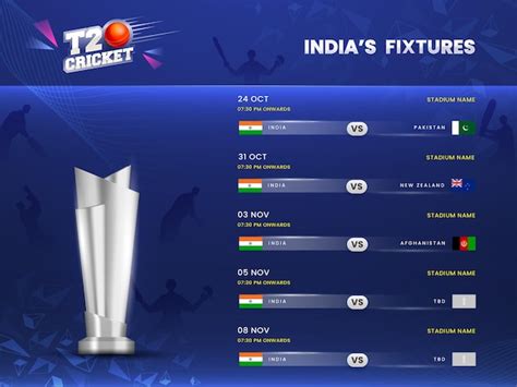 Premium Vector T20 Cricket Indias Fixtures Schedule With 3d