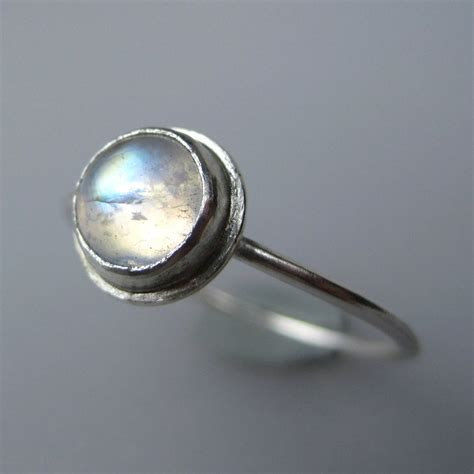 Rainbow Moonstone Ring Sterling Silver Gemstone Solitaire Etsy