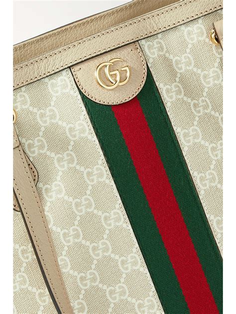 Gucci Ophidia Webbing Trimmed Printed Coated Canvas And Leather Tote