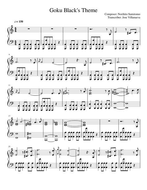 Maybe you would like to learn more about one of these? Dragon Ball Super - Goku Black's Theme sheet music for Piano download free in PDF or MIDI