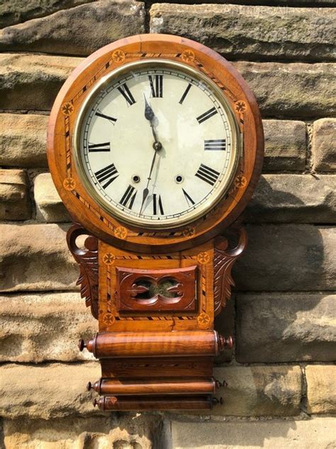 Antiques Atlas Antique Inlaid Wall Drop Dial Clock