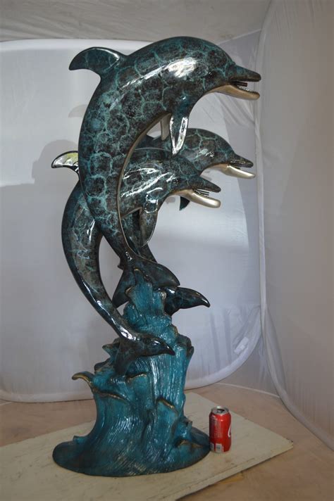 Three Dolphin Fountain Bronze Statue Size 21l X 26w X 45h Nifao