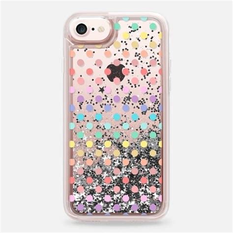Casetify Iphone 7 Liquid Glitter Case Pastel Rainbow Polka Dots By