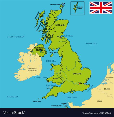 Political Map United Kingdom With Regions Vector Image