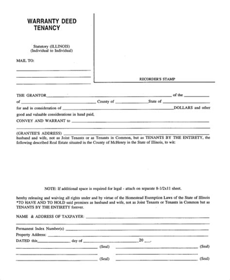 Free 12 Sample Warranty Deed Forms In Pdf Ms Word