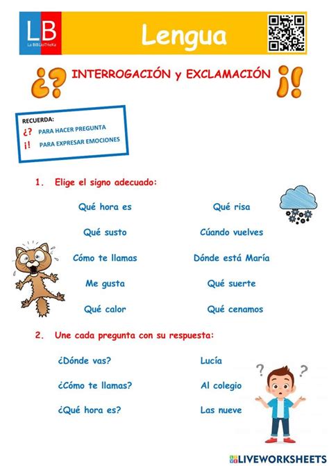 Ejercicio Interactivo De Interrogativas Y Exclamativas Santa Rita Online Activities School