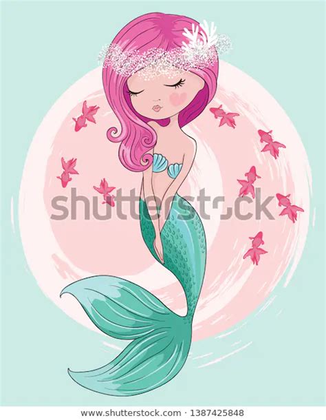 Vetor Stock De Pretty Mermaid Fishes Vector Illustration Livre De