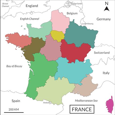 France Map French Map High Detailed With Multicolor Division 13
