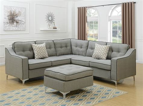 Check spelling or type a new query. F6998 Sectional Sofa in Light Gray Fabric w/ Ottoman by Boss