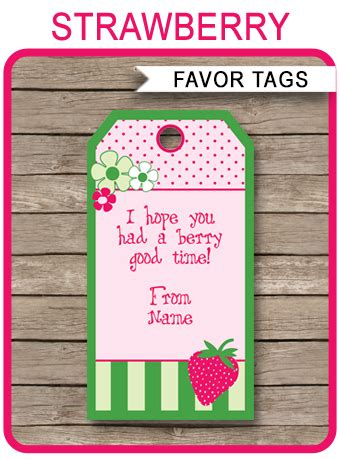 strawberry shortcake party favor tags   tags