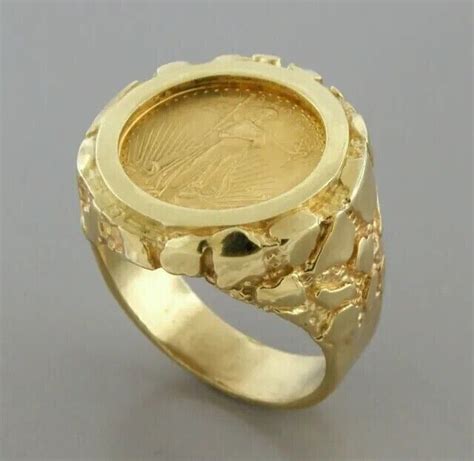 American Liberty Coin Nugget Mens Ring Jewelry T 14k Yellow Gold