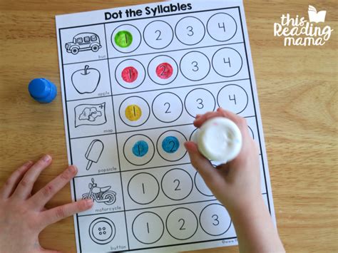 Tell students that syllables are chunks that each word is broken into. Syllables Worksheets - Dot the Syllables - This Reading Mama