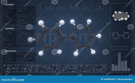 Overview Of The Molecule Of Biphenyl On The Computer Screen 3d