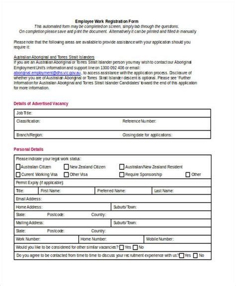 Free 35 Sample Registration Forms In Ms Word