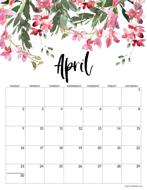 April Month Calendar April Calendar Printable Free Printable Calendar