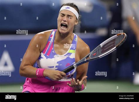 Aryna Sabalenka In Action Against Victoria Azarenka During A Womens Singles Match At The 2020
