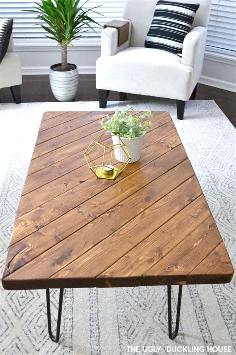 Coffee table using an old door. My 15-Minute DIY Hairpin Leg Coffee Table • Ugly Duckling ...