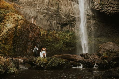 Epic Waterfall Elopement At Latourell Falls Lauren Zavaletta Photography