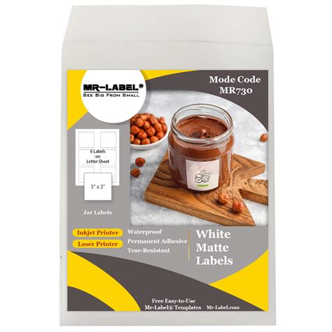 Buy Mr Label 3 X 3 Matte White Square Jar Labels Permanent