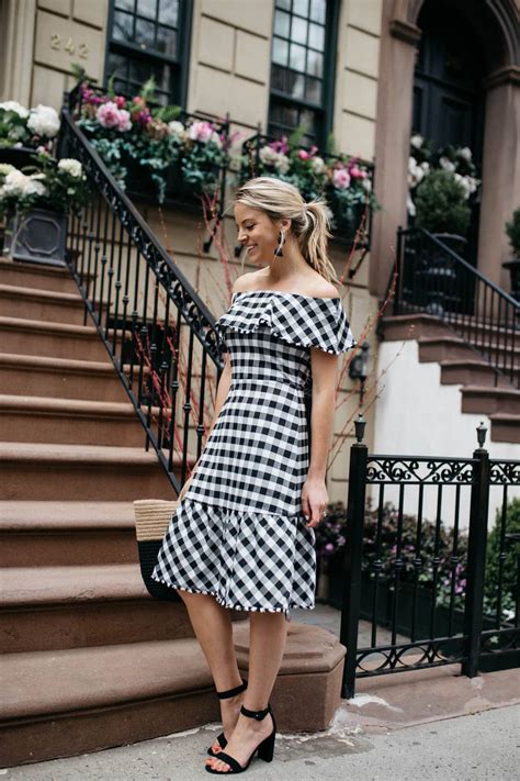 Gingham Off The Shoulder Dress Styled Snapshots