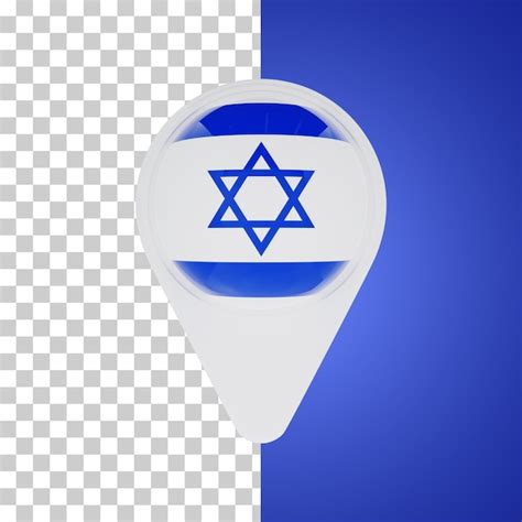 Ilustración 3d de la ubicación del mapa del pin de la bandera de israel
