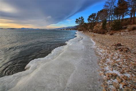 Baikal Lake In December Water And Ice Stock Image Image Of Cape