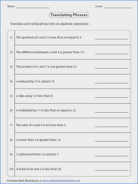 In this inequalities worksheet, students are presented with simple inequalities to graph the domain of the variable (or solution set). 6th Grade Inequalities Worksheet | Briefencounters