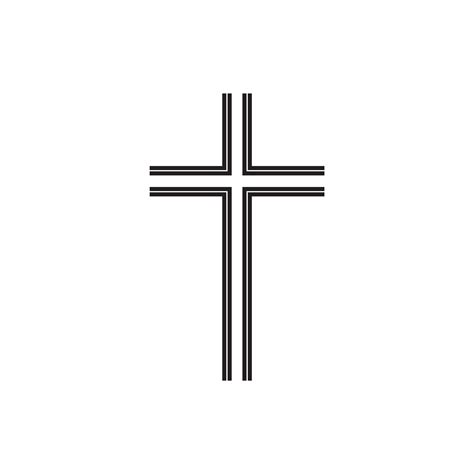 Christian Symbol Black Thin Line Cross Icon Church Logo Template