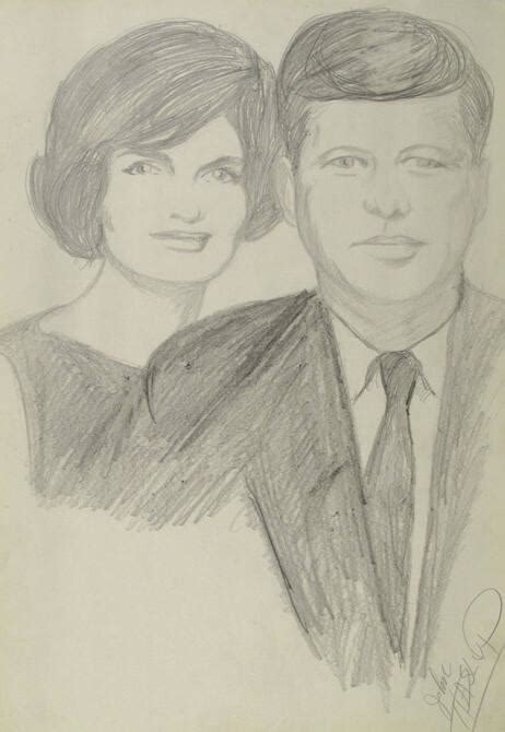 Drawing Of President And Mrs Kennedy All Artifacts The John F Kennedy Presidential Library