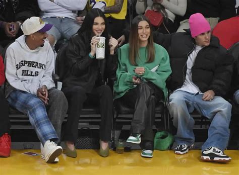 Hailey Bieber Kendall Jenner And Justin Bieber At The Lakers Vs Suns Game