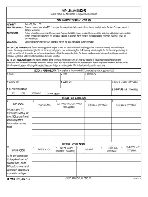 2010 Form Da 137 1 Fill Online Printable Fillable Blank Pdffiller