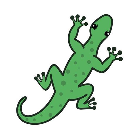 Gecko Cute Lizard On White Background Vector Doodle Illustration