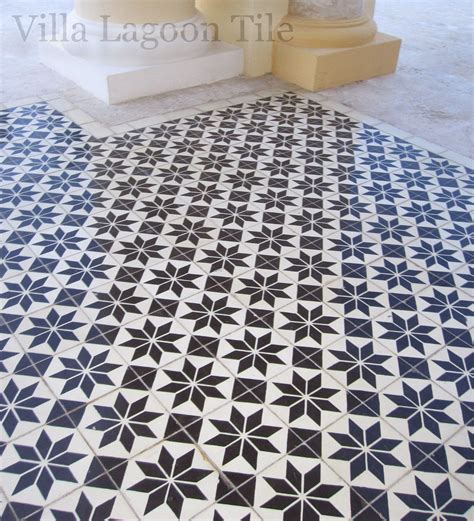 Black And White Classic Pattern Cement Tile On A Covered Porch Outdoors