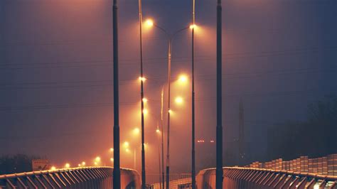 Lights Street Utility Pole Bridge Night City Architecture