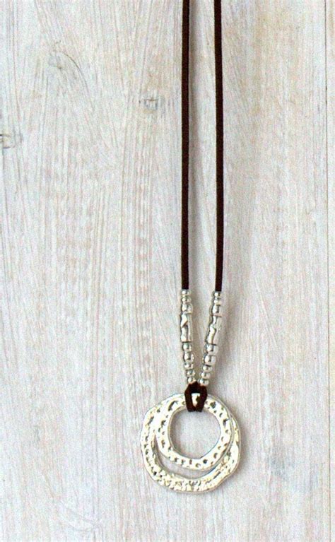 Silver Rings Necklace Silver Bib Necklace Leather Necklace Uno Glass
