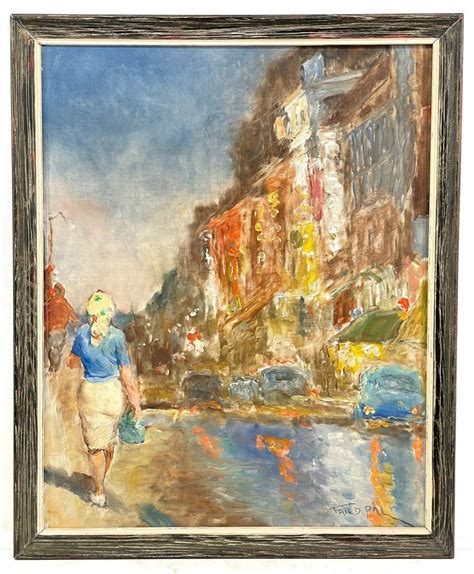 Lot PAL FRIED STREET SCENE OIL ON CANVAS