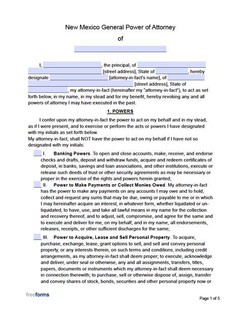Free New Mexico Power Of Attorney Forms Pdf Word