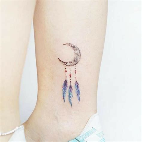 Moon Dream Catcher Tattoo Feather Tattoos Tattoos For Women Trendy