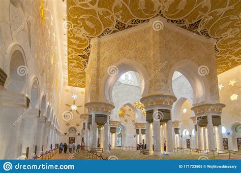 Interior Of Sheikh Zayed Grand Mosque In Abu Dhabi The Capital City Of