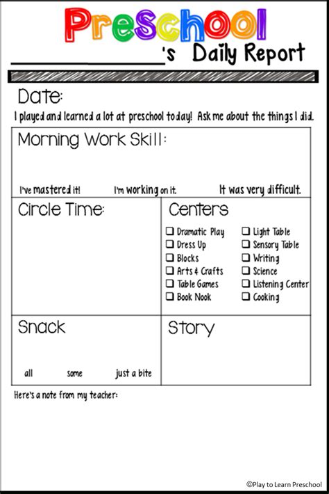 Preschool Assessment Forms Free Printable 9ba