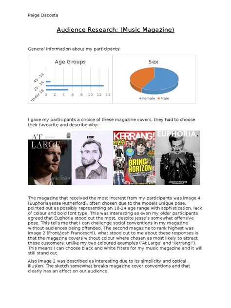 audience research music magazine age groups sex pdf entertainment general