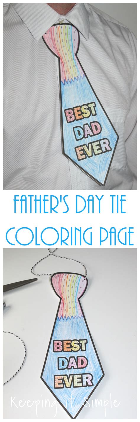 Fathers Day Tie Coloring Page Printable Keeping It Simple Fathers