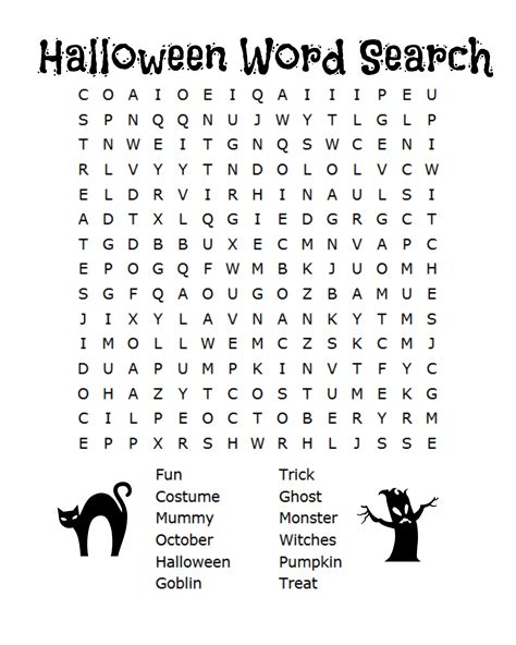 Free Printable Halloween Word Searches
