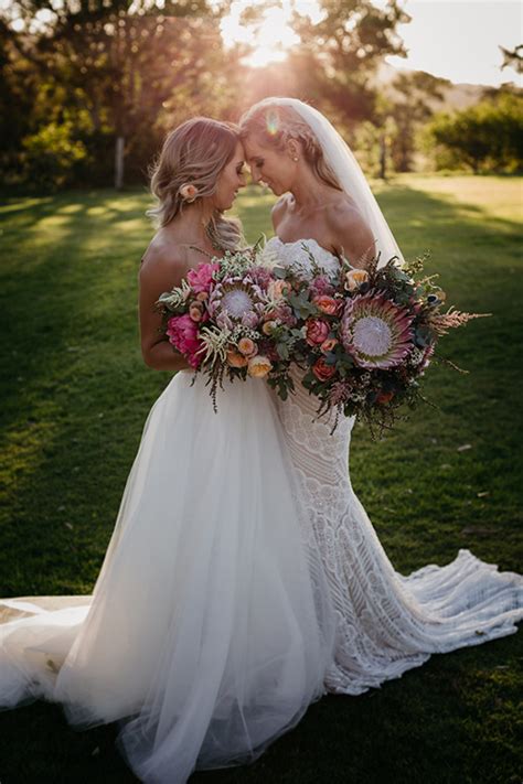 same sex wedding bouquet and boutonnière ideas one fab day