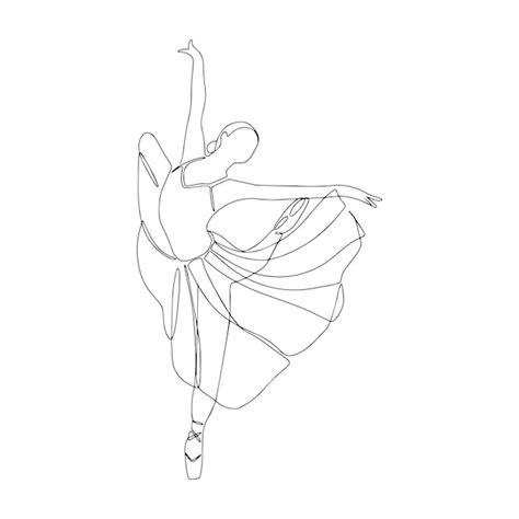 Un Dibujo De Línea Continua De Danza De Ballet De Mujer Joven Y