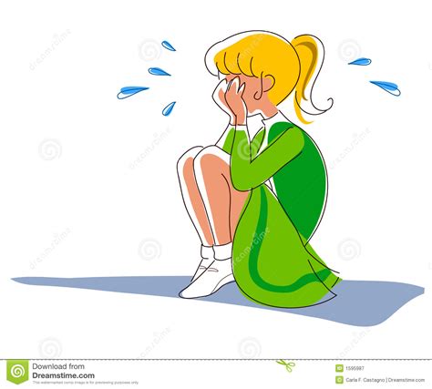 Crying Girl Vector Royalty Free Stock Photography