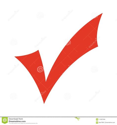 Red Check Mark Isolated On White Background Vector Image